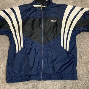 Adidas Men's Navy and Black 90’s Windbreaker Retro Baggy Fit men’s Large
